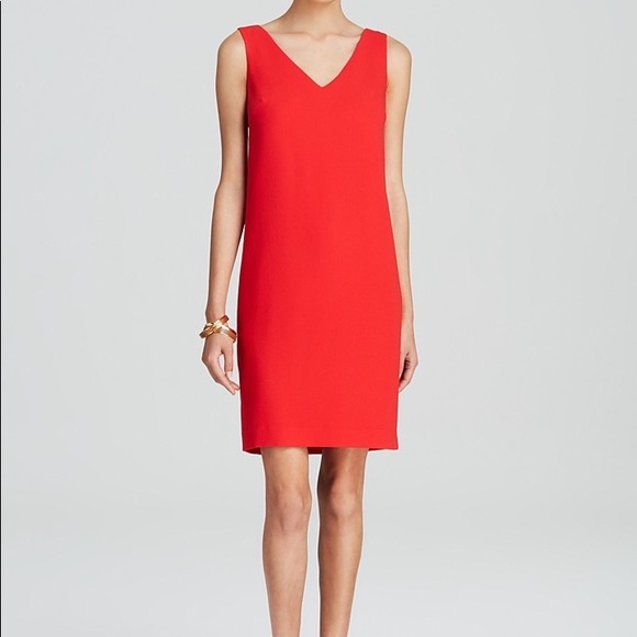 Theory | Dresses | Theory Red Vneck Shift Dress | Poshmark